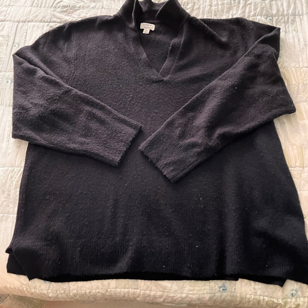 J. Crew Factory Sweater Polo in Extra Soft Yarn Black 2X (16/18) EUC